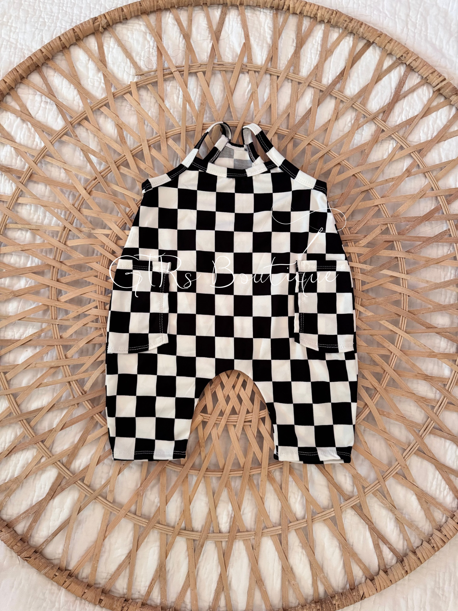 Checkered Terran romper size 3/6m