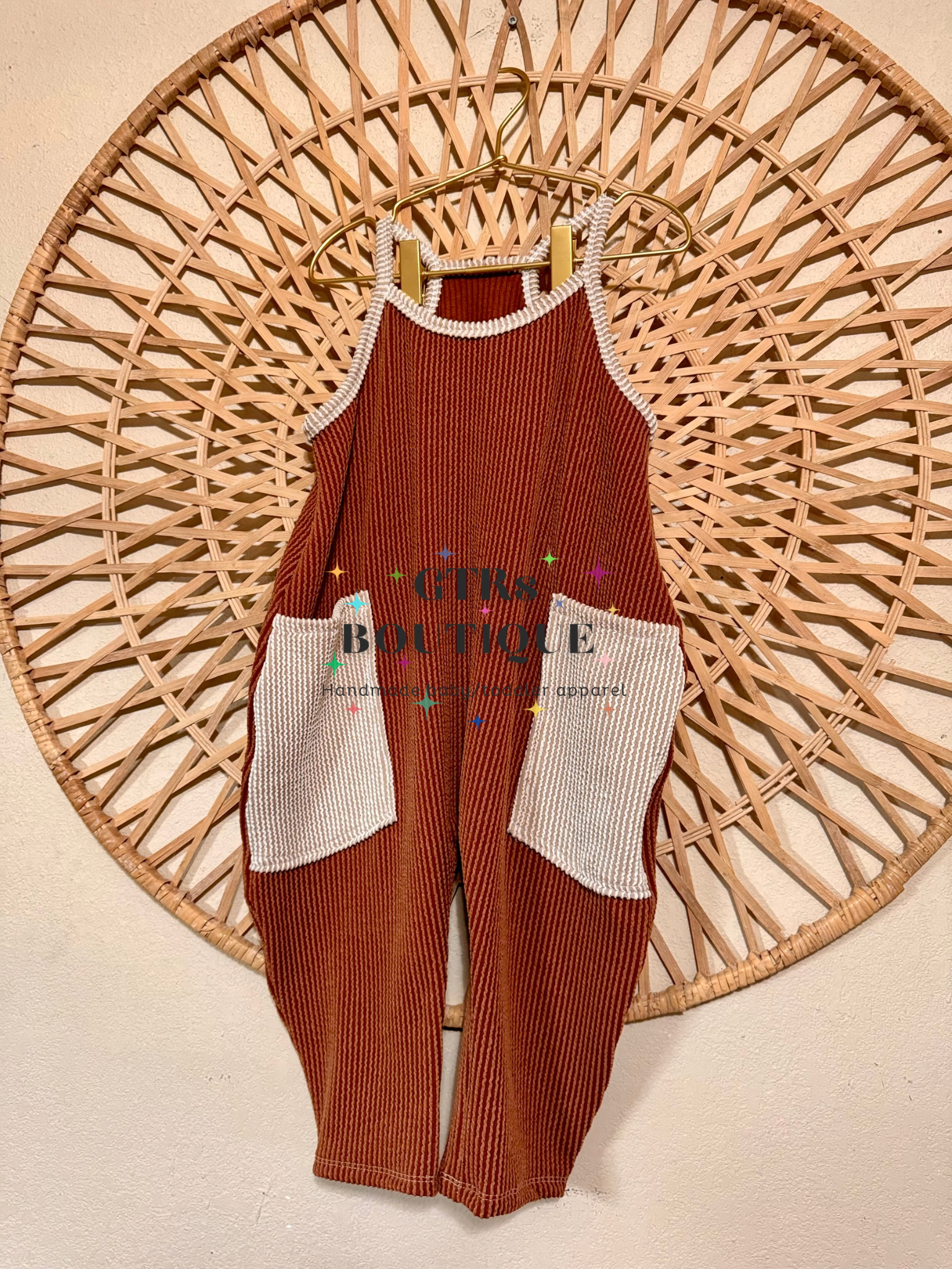 Baby & Toddler Romper Terracotta  & Stone Color Block  Terran Romper