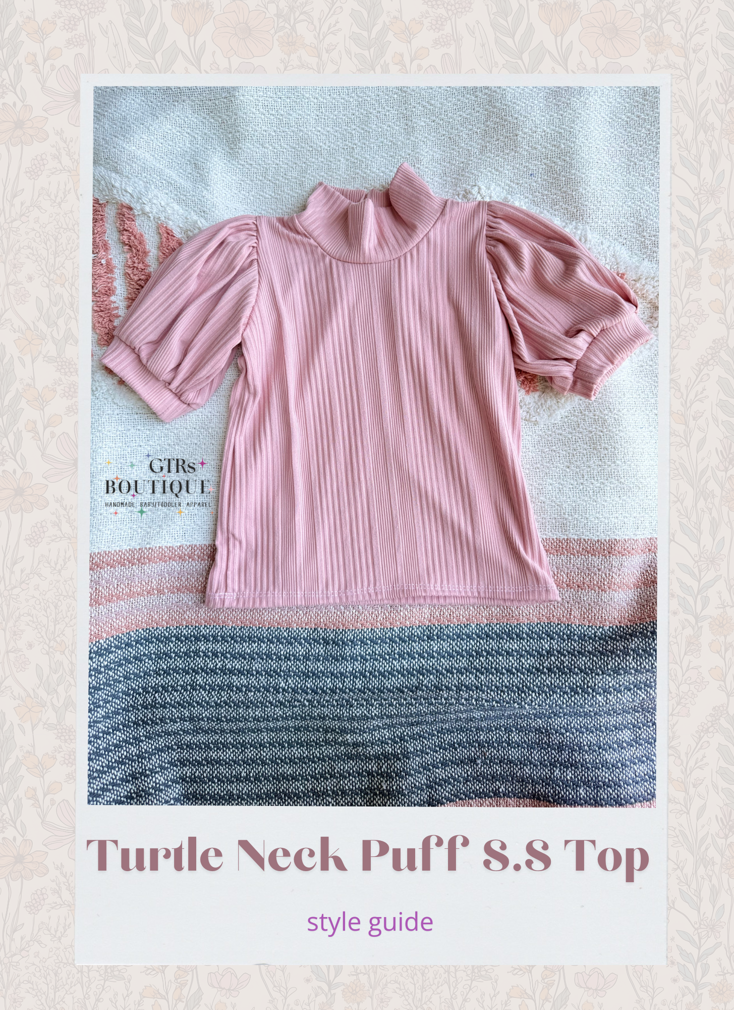 Turtle neck puff short sleeve top
