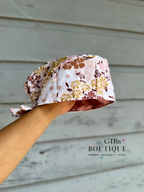 Mauve Floral Scrub Cap