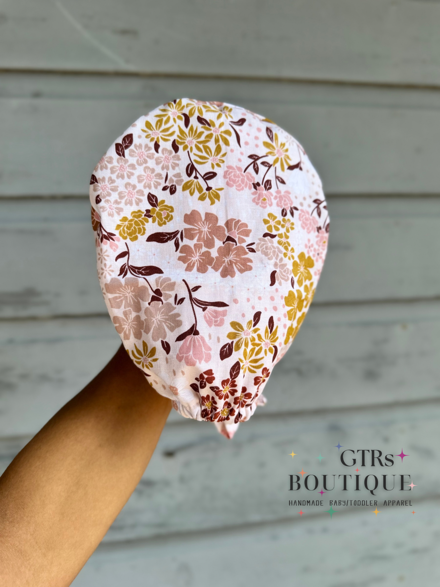 Mauve Floral Scrub Cap