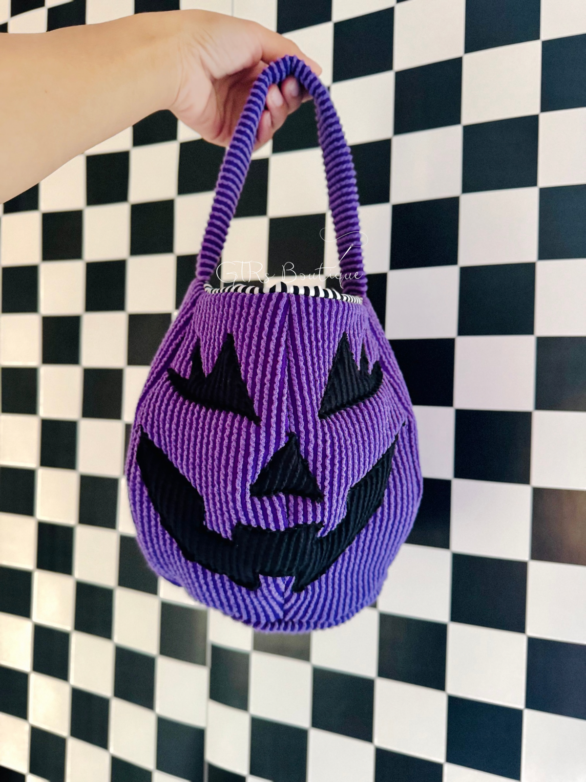 Purple Fabric Halloween bucket bag