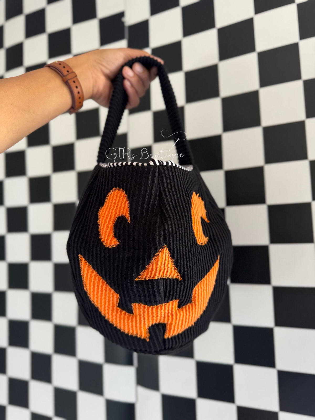Black Fabric Halloween bucket bag
