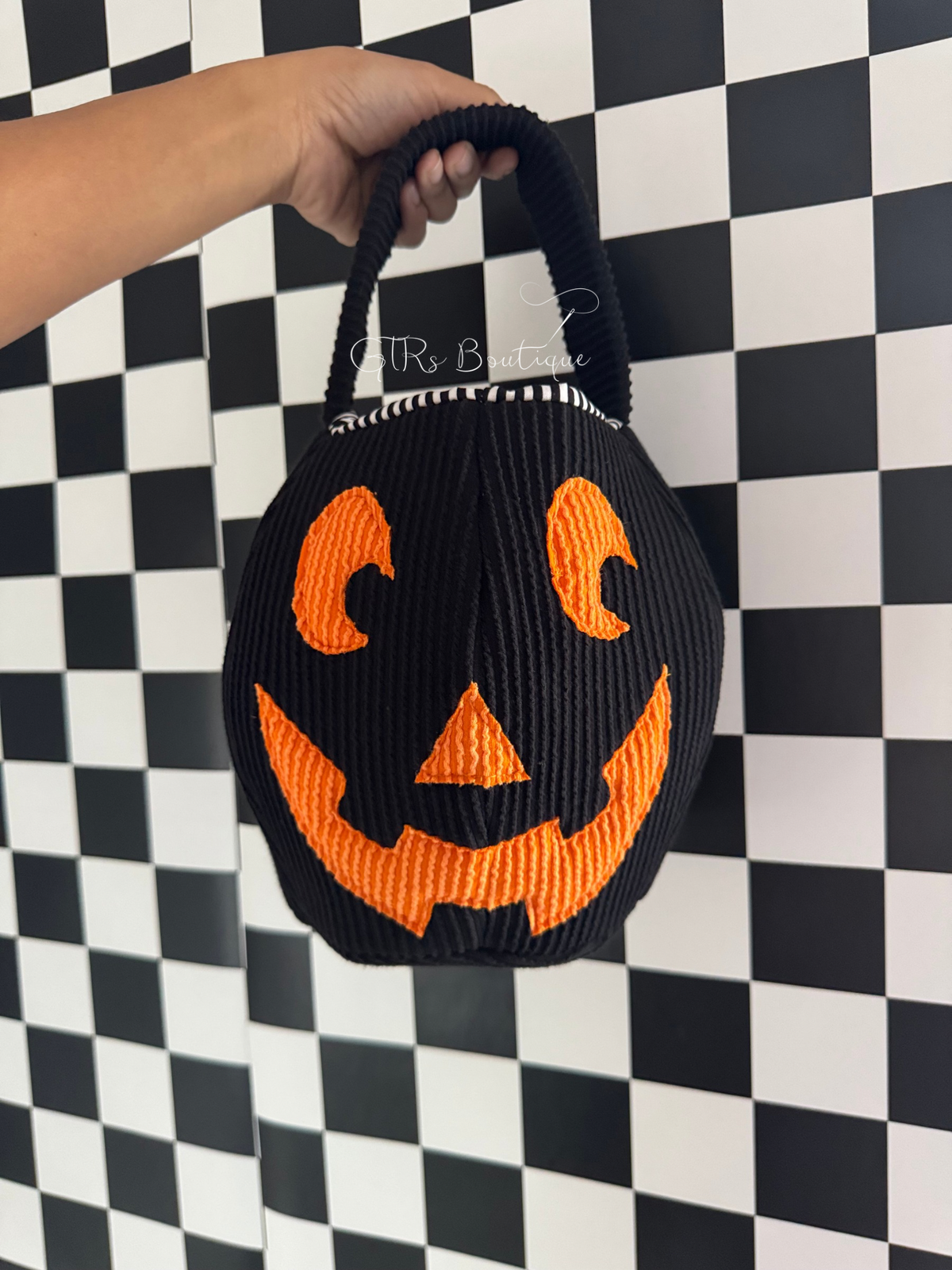 Black Fabric Halloween bucket bag