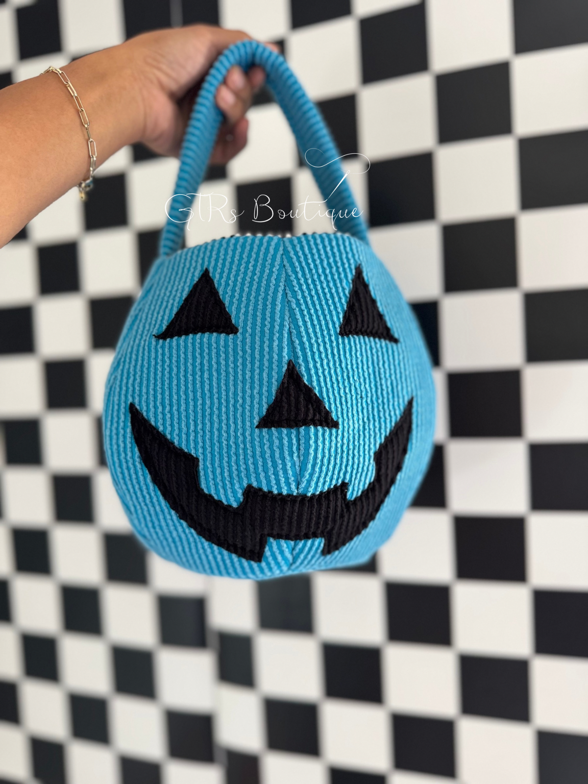 Blue Fabric Halloween bucket bag