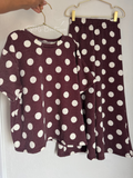 Oversized polka dots set maroon in color