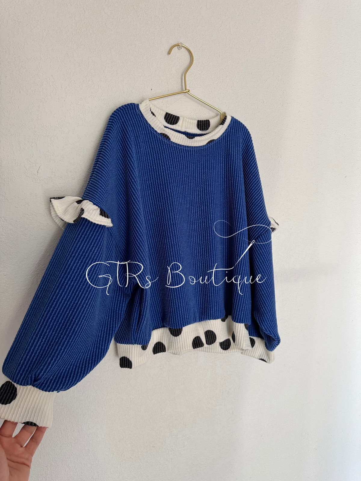 Blue and polka dot oversized sweater size 8
