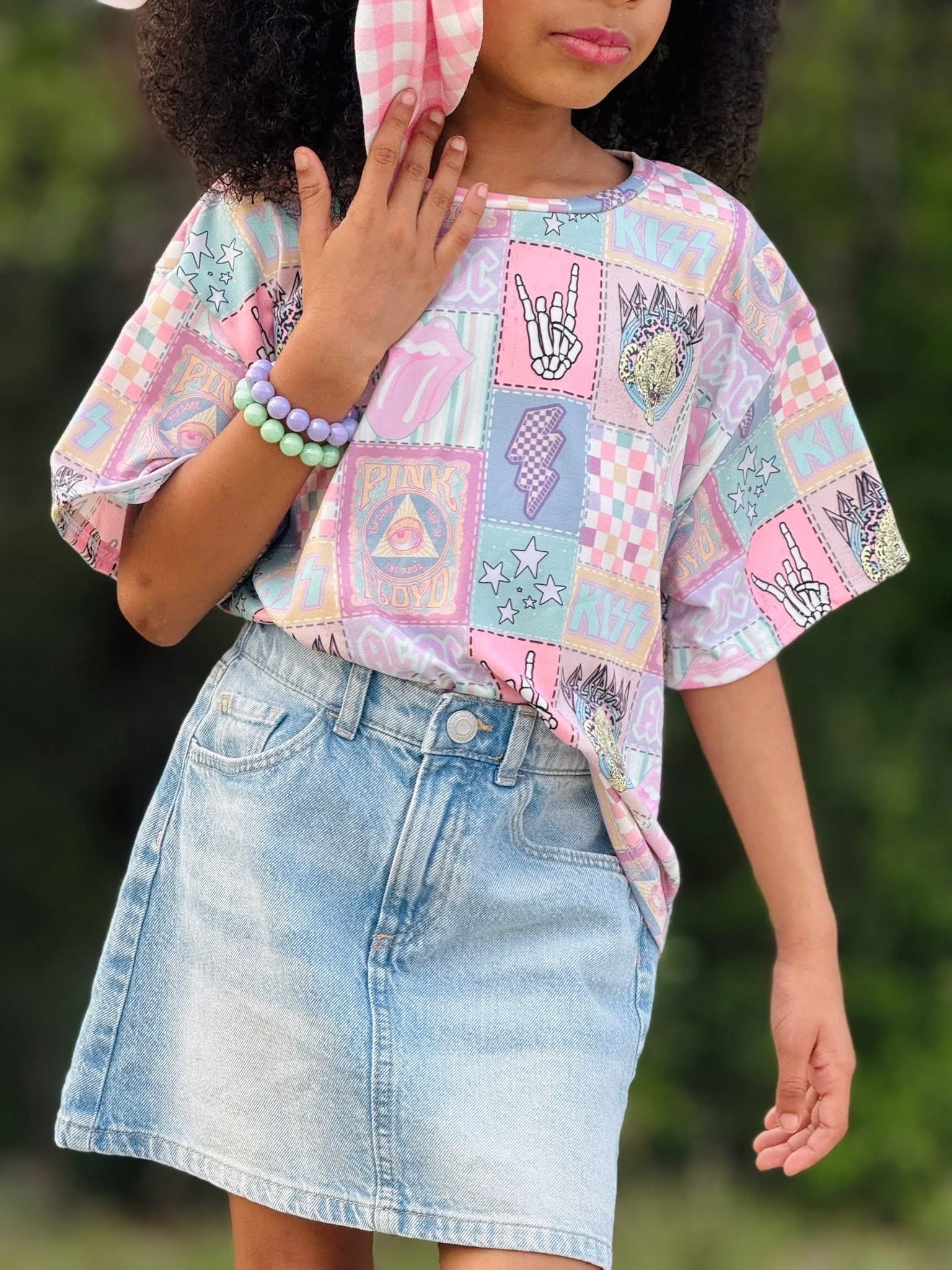Girls lounge set oversized tee and breezy shorts